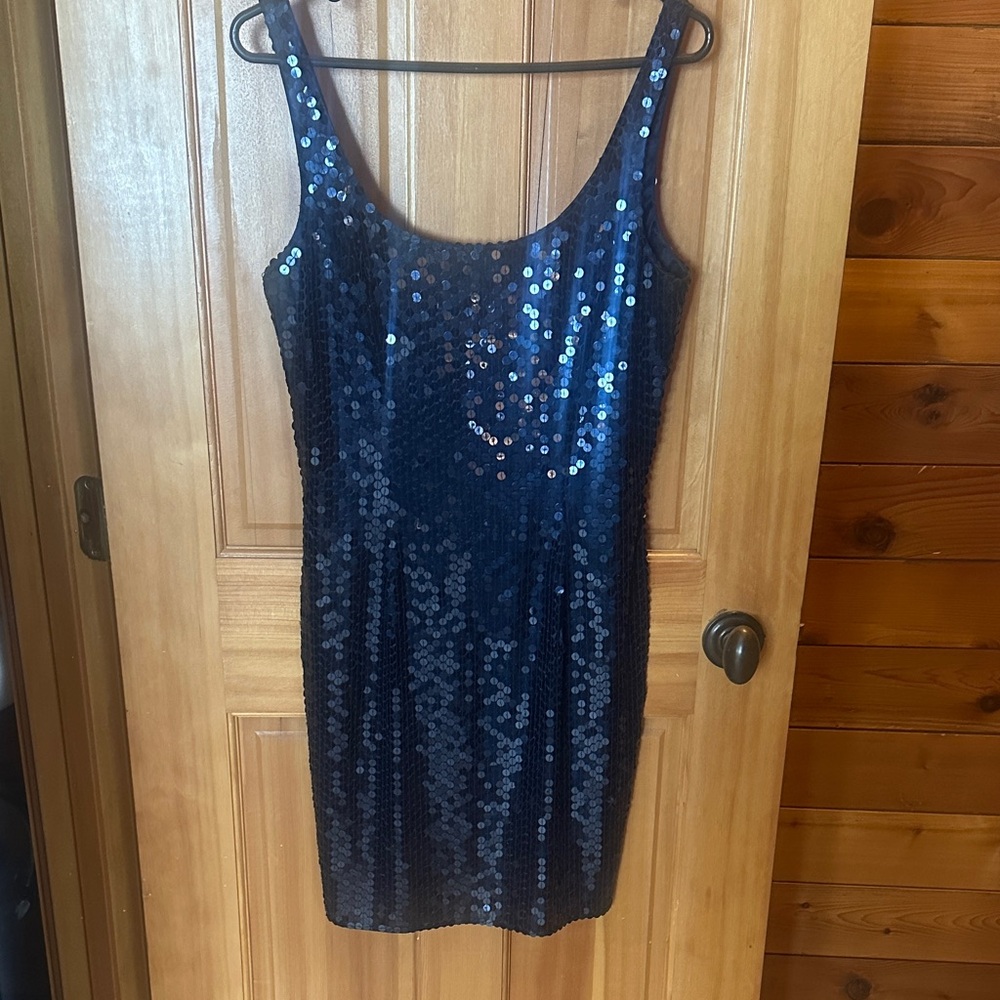 Niteline Navy Blue Sequin Mini Dress